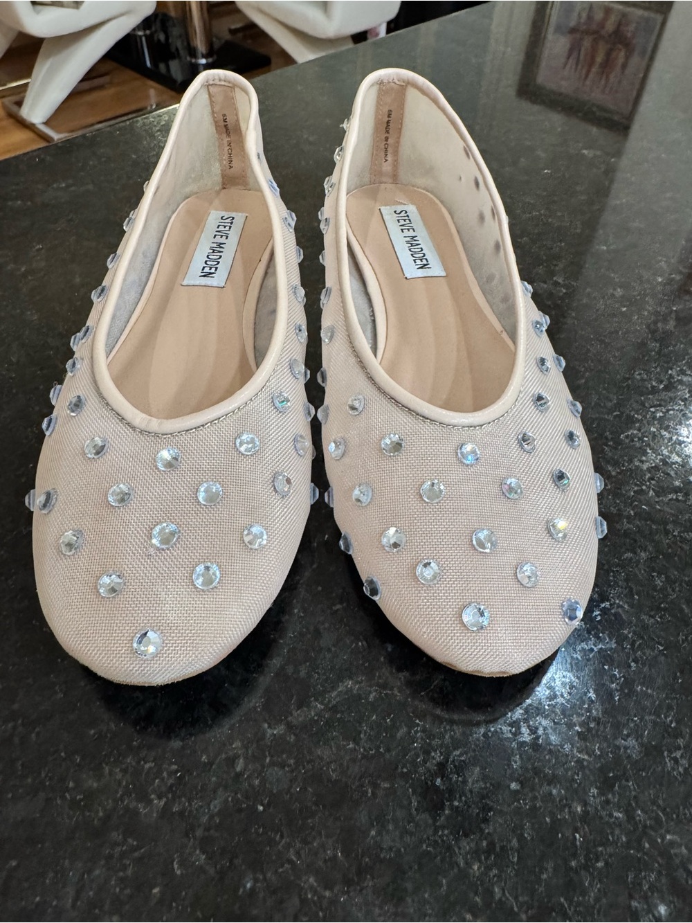 Steve Madden Viv Natural Rhinestone Flats Size 6 - Picture 5 of 8